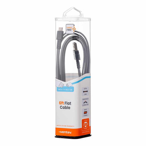 Ventev ChargeSync Flat Micro USB Cable 6ft FC6GRY256528